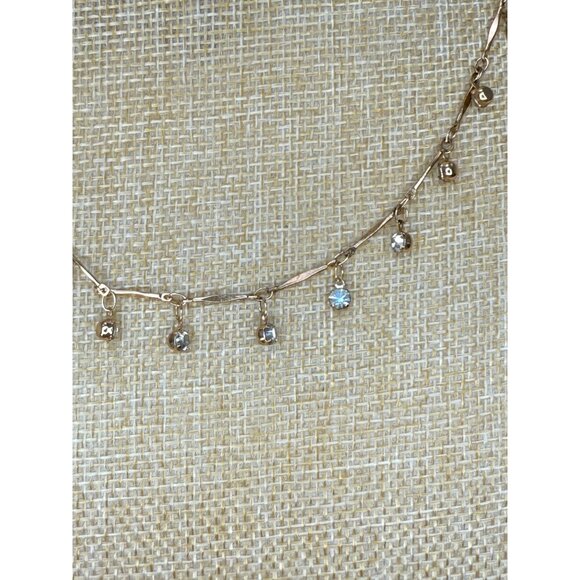 Dainty Gold Tone Necklace With Clear Crystal Accents & Adjustable Lobster Clasp - Picture 2 of 6